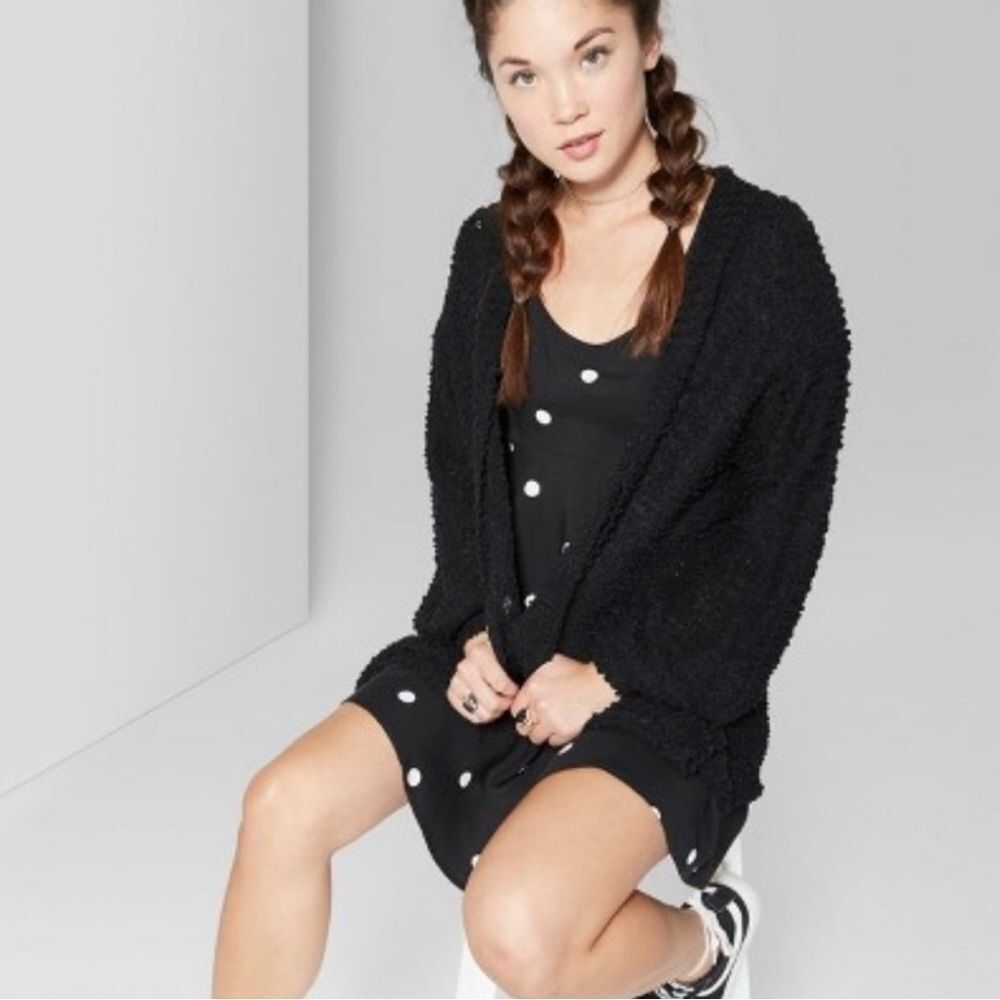 WILD FABLE | Black Open Front Popcorn Cardigan Women’s Size Medium